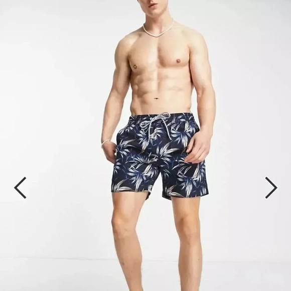 NWT Threadbare 2-Pack Men's Swim Shorts | Coral & Tropical Print | Fits Like M - Picture 5 of 7